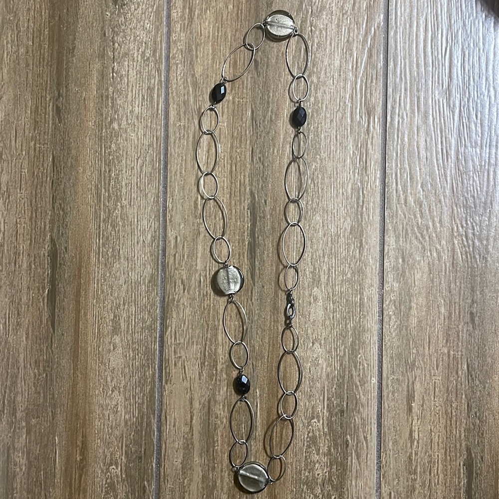 Silver & Black Long Necklace